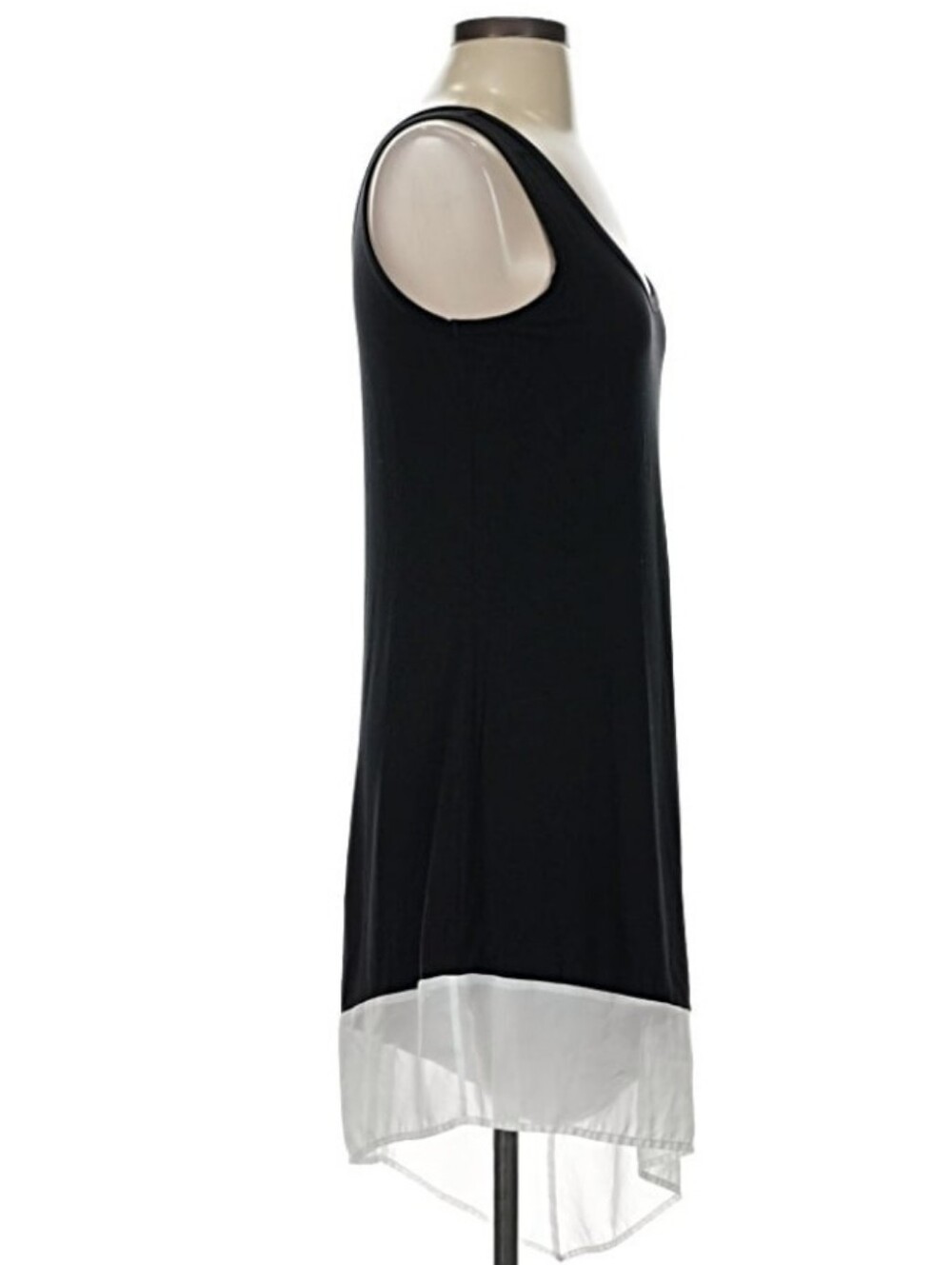 Calvin Klein Asymetrical Hem Sleeveless Dress feat. B&W Colorblock Design - Picture 5 of 11
